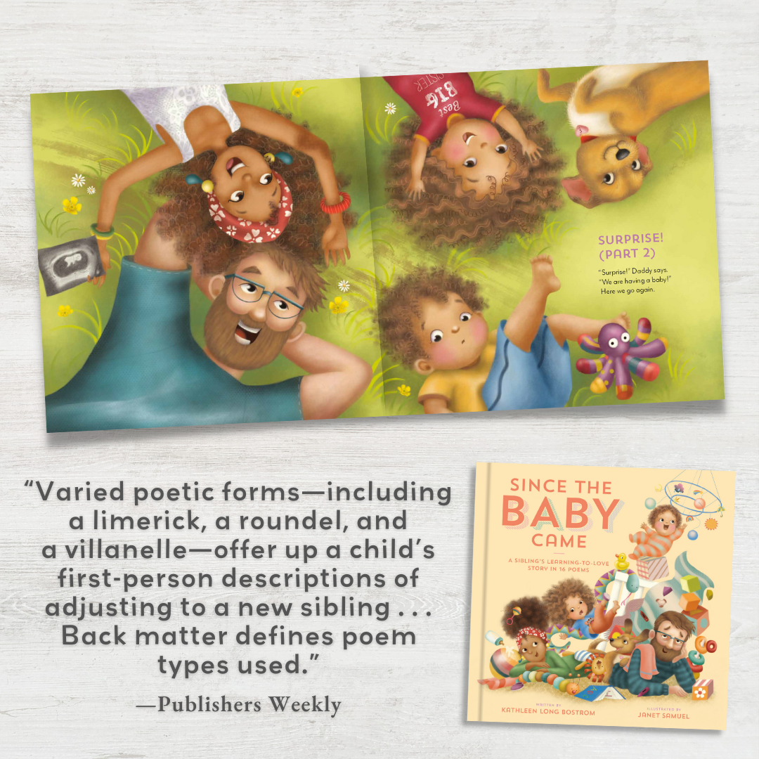 Images from "Since the Baby Came" along with excerpt of Publishers Weekly book review