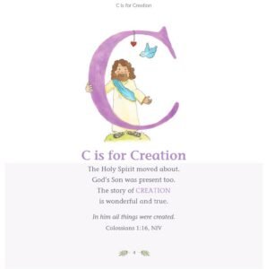 Letter C with Jesus standing next to it